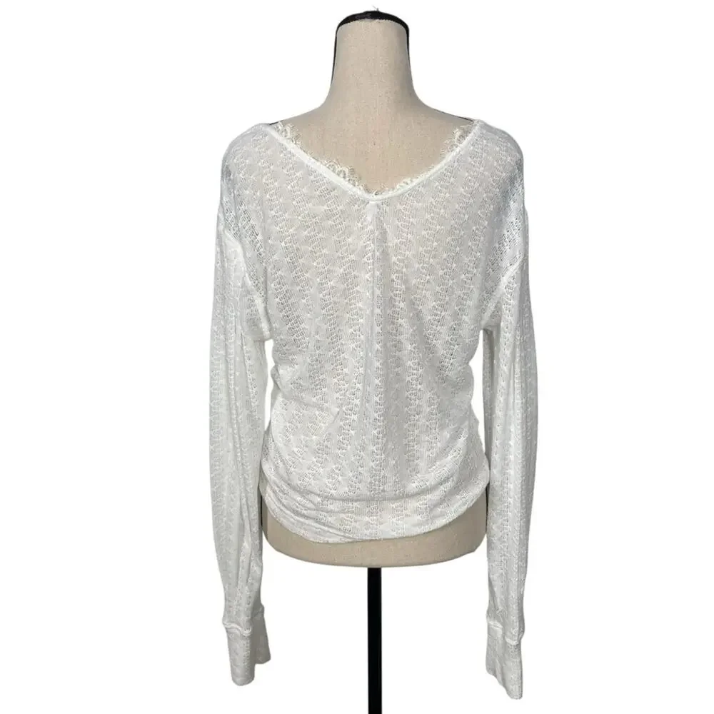 Free People Dream Girl Pointelle Top White Size Medium